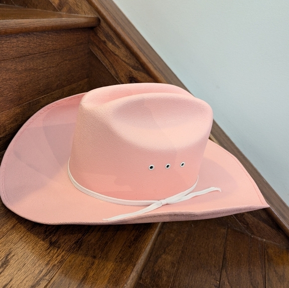 WESTERN EXPRESS CATTLEMAN PINK STRAW COWBOY HAT.  adult Size Small Medium - Picture 3 of 15